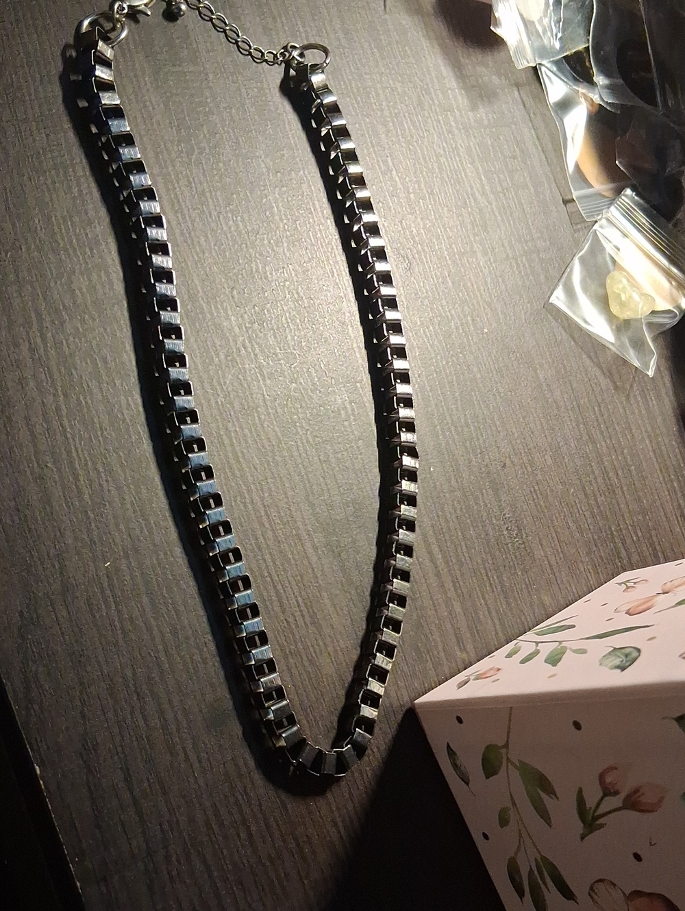 & Other Stories Men's Hematite Box-Chain Necklace in Black